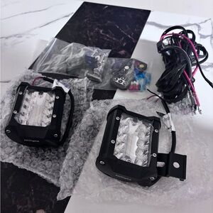 Black LED Cube Lights - Pair with Wiring Kit